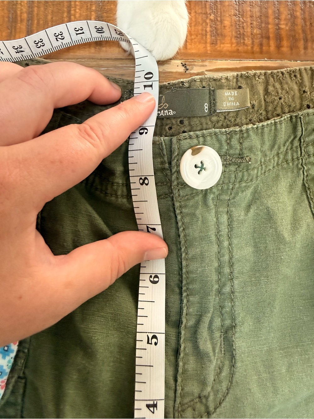 prAna Women's Olive Green Utility Cargo Hiking Shorts Tie Belt Outdoor Size 8 - Picture 8 of 9